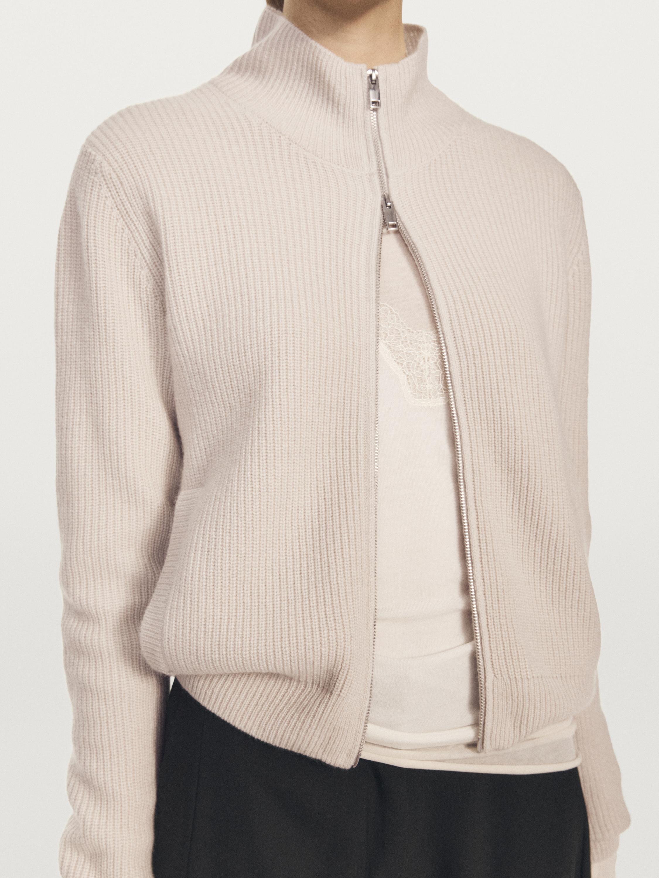 100% cashmere zip-up cardigan